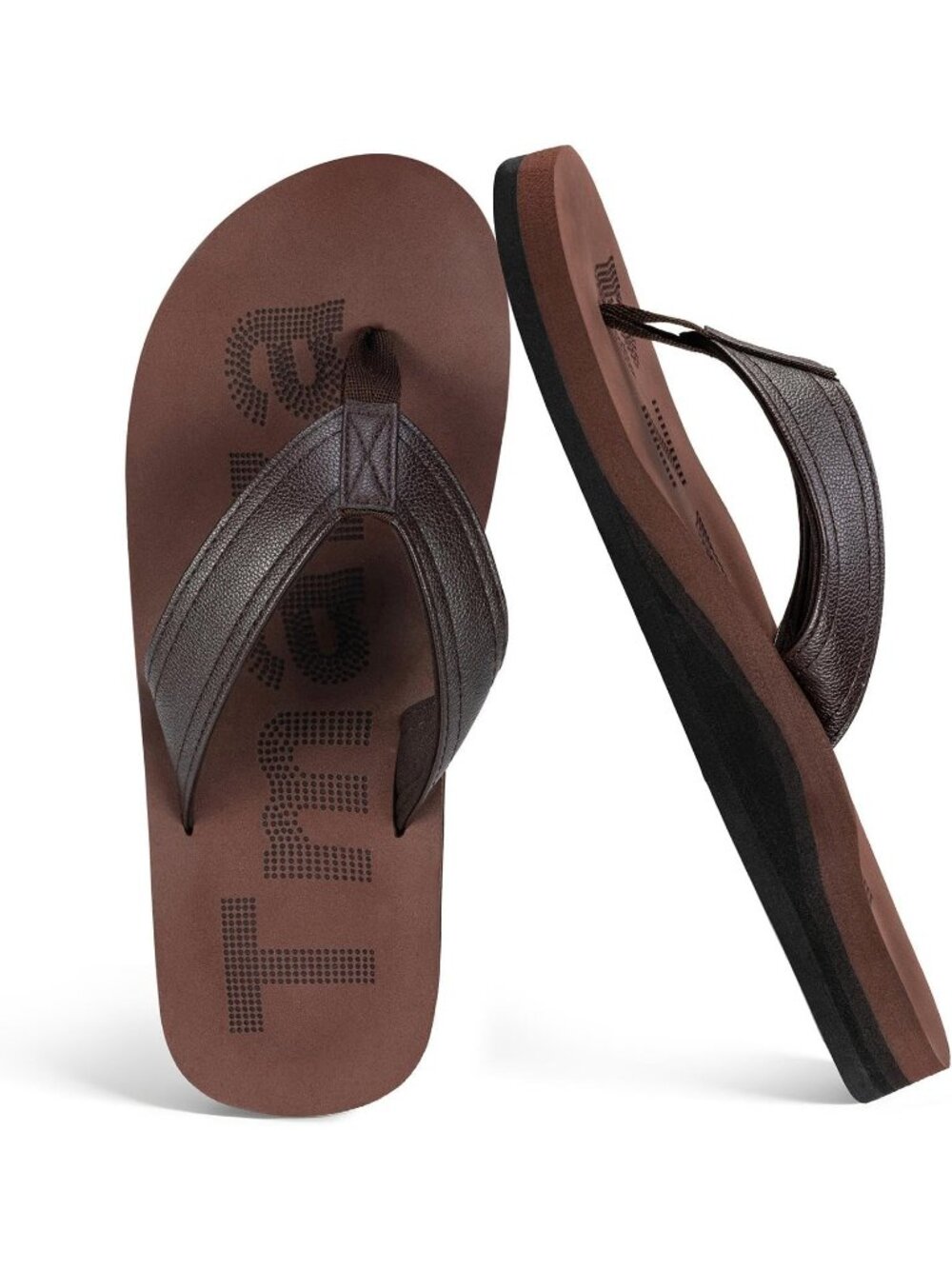 Men's Coffee Brown Flip Flops With Arch Support Summer Outdoor Beach Sandals